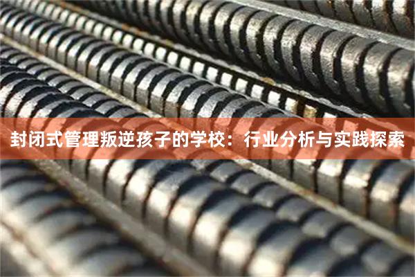 封闭式管理叛逆孩子的学校：行业分析与实践探索